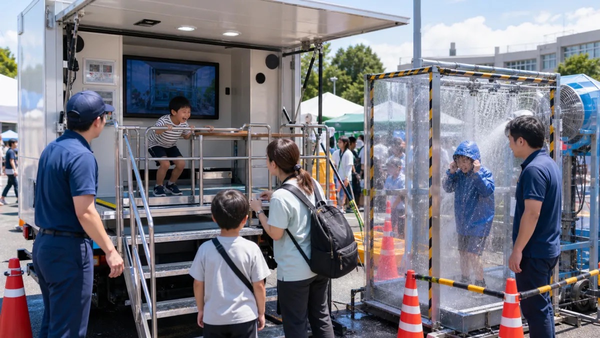 防災ヒーローになろう！起震車・豪雨体験